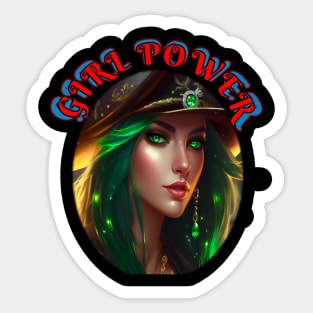 Girl power, Green eyed pirate queen Sticker